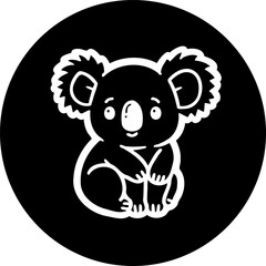 Charming Koala Illustration: A Whimsical Black and White Animal Icon