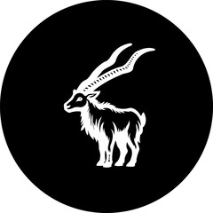 Elegant Antelope Silhouette Against a Stark Black Circular Backdrop Display