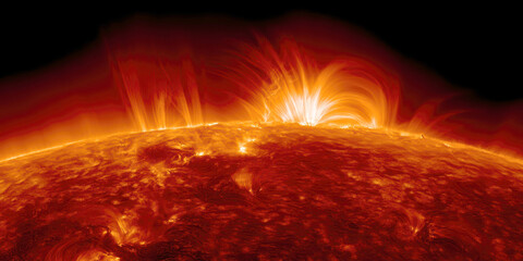 Explosive Solar Flares Erupting on the Sun's Surface in Deep Space. AI generative.