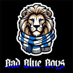 Obraz premium A vector of Lion logo Football fans ultras hooligans with Blue white 