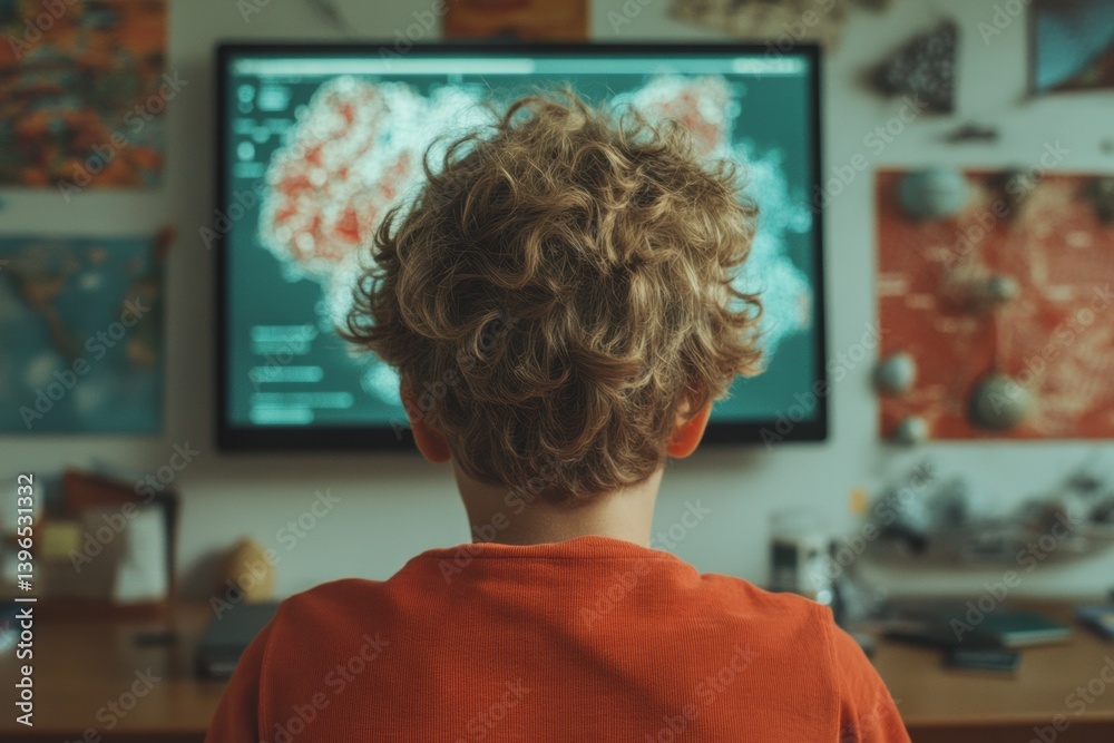 Poster Next-Gen Learning Immersion Gen Z Digital Native Exploring Interactive AI-Powered Educational Interface with Futuristic Holographic Data Visualization