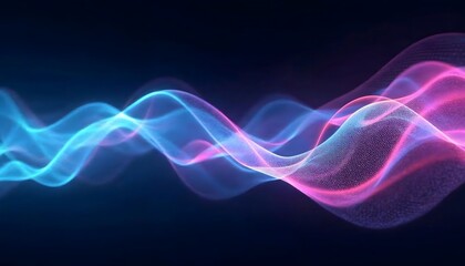 Abstract depiction of flowing data or energy, featuring vibrant blue and pink waves against a dark background. Modern digital aesthetic.