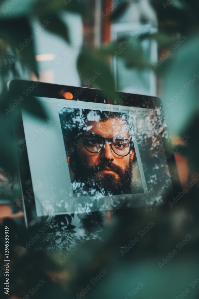 Poster mindful digital workspace immersive tech and nature fusion - blurred boundaries of modern profession