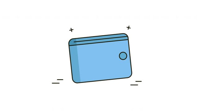animation Blue wallet with a circle on it.