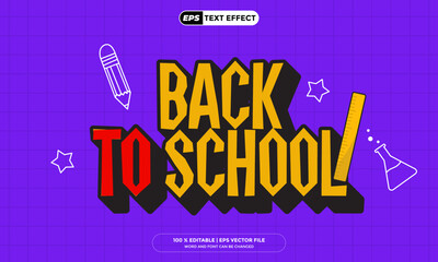 Text Effects Editable Back To School 3D