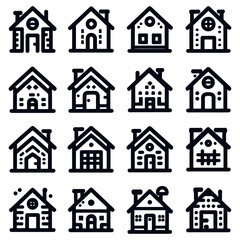Minimalist Home Icon Set | Black & White Outline and Filled House Symbols