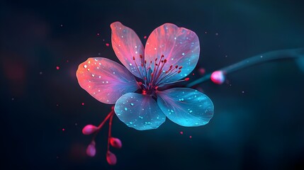 Beautiful Blooming Flower with Dark Purple and Pink Background