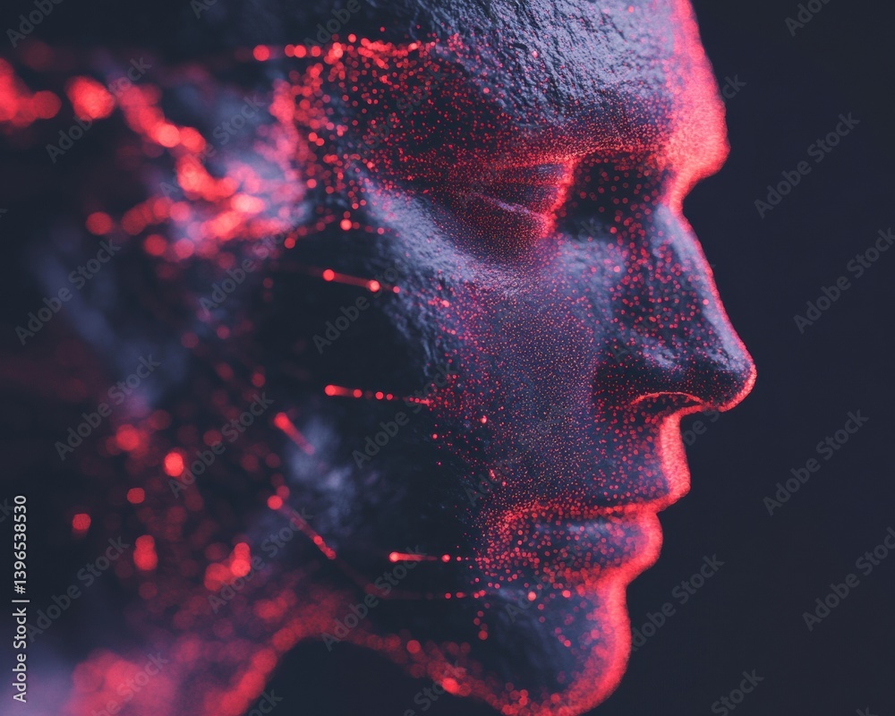 Aufkleber Neurotechnology Visualization Immersive AI Portrait Exploring Digital Consciousness and Emotional Computation for Next-Gen Tech Innovation