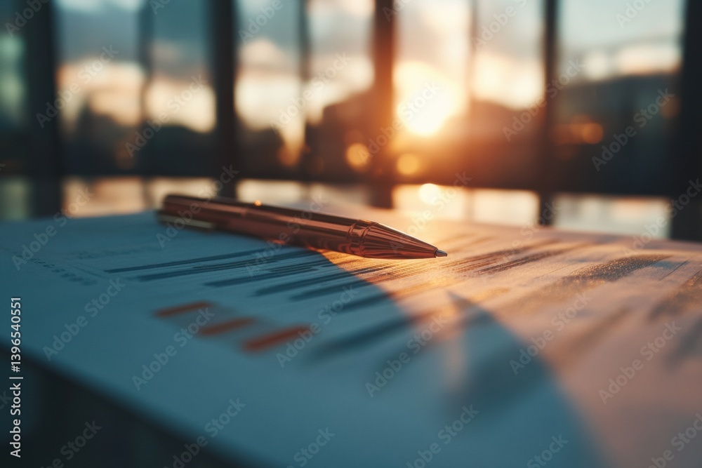Aufkleber financial transparency at golden hour minimalist income statement with soft golden light - modern ac