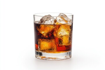 Refreshing Cola Drink with Ice Cubes in a Clear Glass