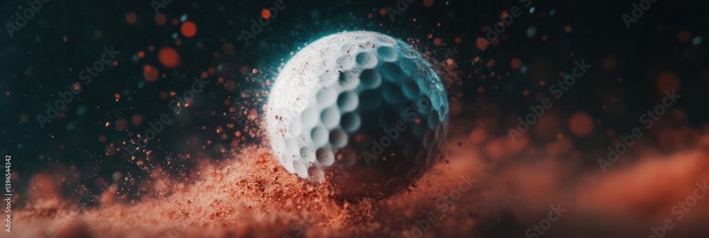 Poster Hyper-Kinetic Golf Performance Explosive Dynamic Motion Design with Precision Golf Ball in Elemental Energy Visualization for Next-Gen Sports Marketing