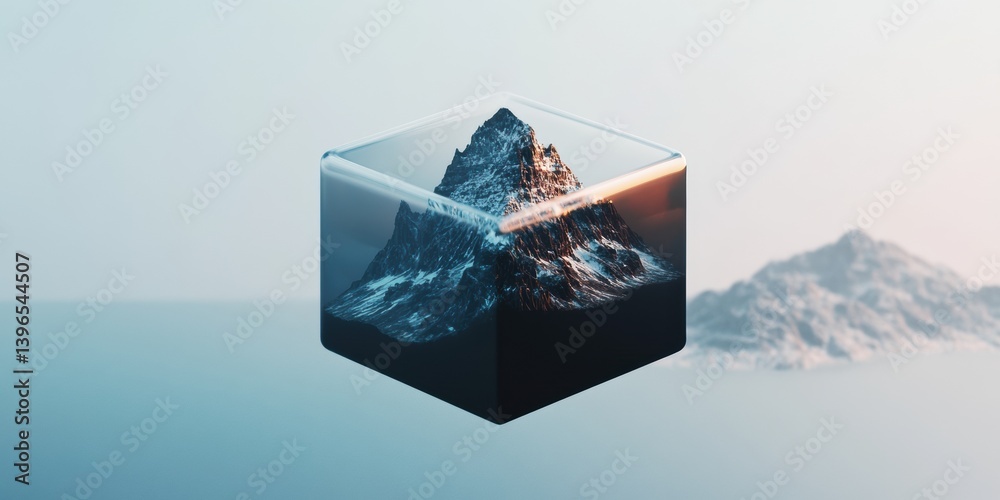 Aufkleber immersive data landscapes cutting-edge isometric mountain visualization for ai-driven analytics, dig