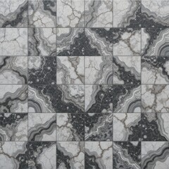 Fototapeta premium A close-up view of a polished marble tile featuring intricate black and white patterns, showcasing elegant swirls and veins that create a striking contrast and luxurious feel.