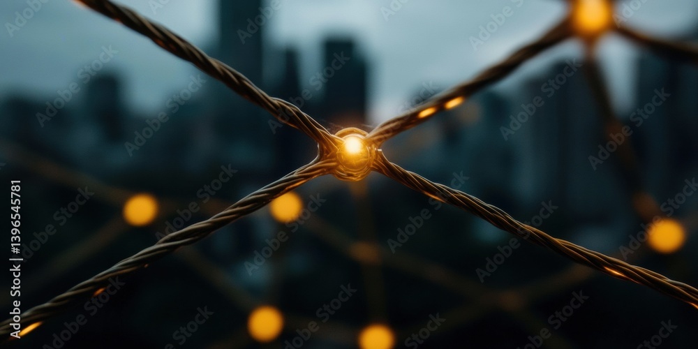 Aufkleber Quantum Urban Connectivity AI-Powered Network Infrastructure Visualizing Digital Transformation of Smart City Ecosystems with Illuminated Data Pathways