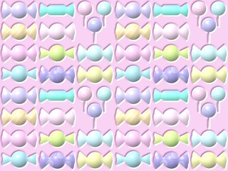 キャンディーのシームレスパターン　C-3'