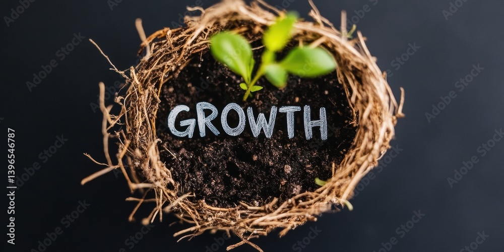 Poster organic personal development visualization mindful growth narrative with sustainable twig typography