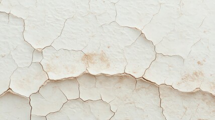 Fototapeta premium Cracked White Wall Texture with Detailed Peeling Paint Background of Aged and Weathered Surface for Grunge and Abstract Design Elements