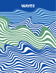 Abstract black and white stripe and wave design for copybook on vector
