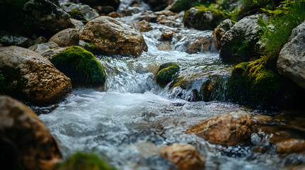 Fototapeta premium waterfall, water, river, stream, nature, rock, forest, landscape, cascade, rocks, fall, creek, flow, mountain, stone, green, flowing, spring, falls, moss, motion, natural, wet, beauty, park
