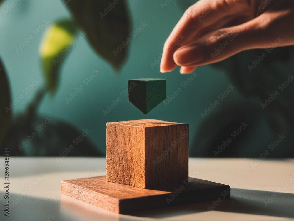 Poster minimalist achievement visualization wood block certification concept - next-gen professional recogn