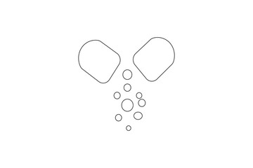 Minimalist one line art of Open capsule releasing medicine
