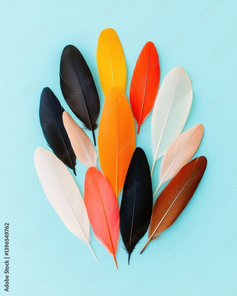 Aufkleber chromatic harmony vibrant minimalist feather composition - contemporary cultural design for inclusiv