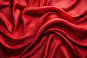 Fototapeta premium Vibrant red silk fabric texture background, creating a luxurious and elegant feel.