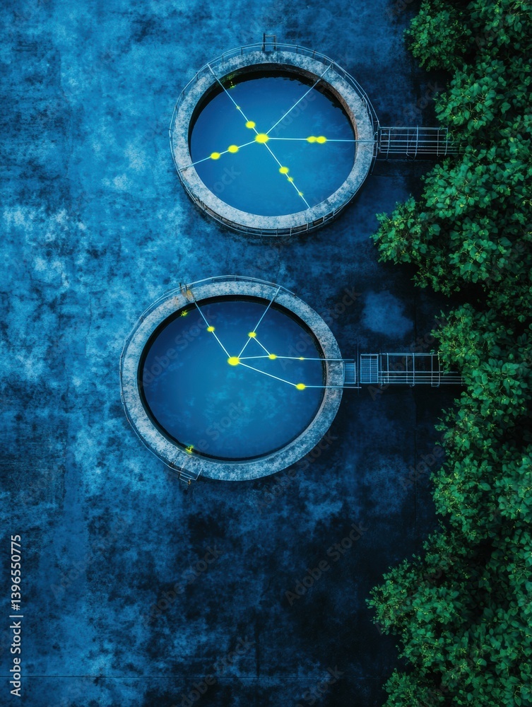 Aufkleber Nexus of Innovation AI-Driven Circular Water Treatment Visualization - Smart Infrastructure Tech Transforming Environmental Solutions for Sustainable Urban Ecosystems