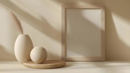 Fototapeta premium Modern Minimalist Interior with Wooden Frame and Simple Decor