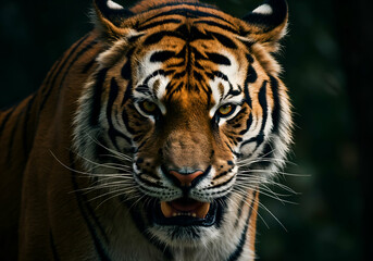 Fototapeta premium Majestic Tiger Intense Portrait in the shadows.