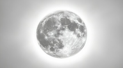 Naklejka premium Full moon shining bright in grayscale.