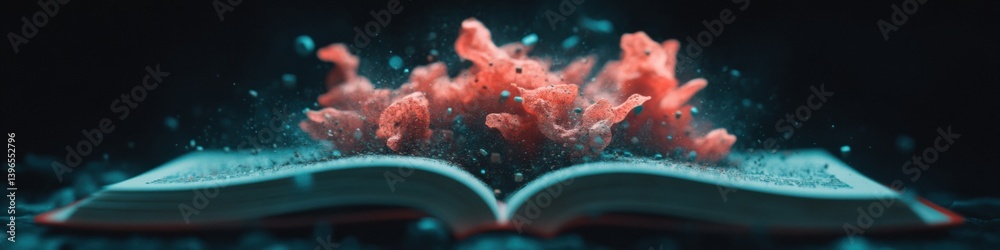 Aufkleber Transformative Learning Paradigm AI-Driven Knowledge Visualization with Open Book Dissolving into Vibrant Digital Data Streams - Cutting-Edge Educational Technology Evolution