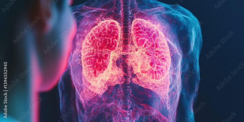 Aufkleber holographic human anatomy cutting-edge ai medical visualization of luminescent lung networks - innov