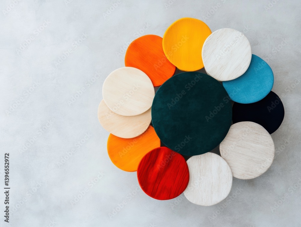 Poster Modern Diversity Visualization Minimalist Circular Color Palette Representing Inclusive Design, Collaborative Innovation, and Multicultural Team Dynamics