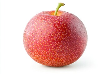 Close-up of Fresh Red Apple with Stem Isolated on White Background