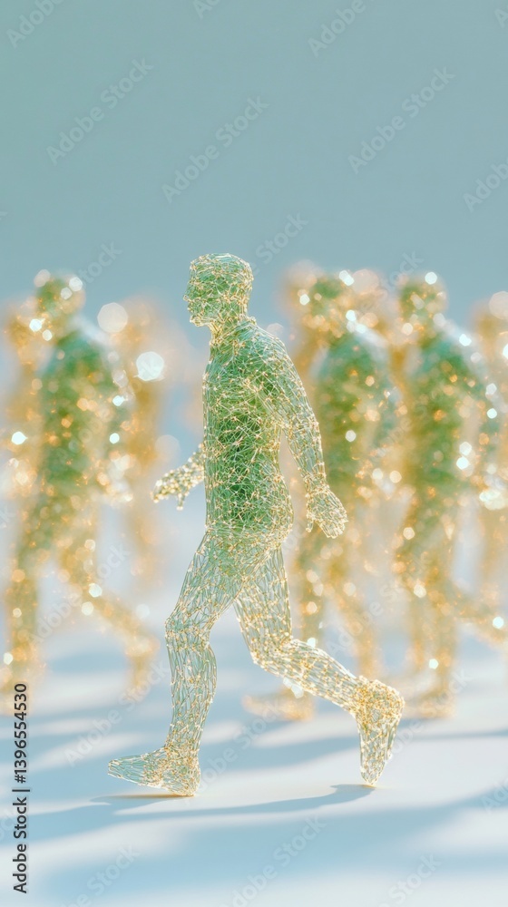 Poster ethereal digital personas holographic ai network visualization representing interconnected human-tec