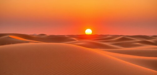 Serene sunset casting long shadows across silent, undulating sand dunes, scene, dry