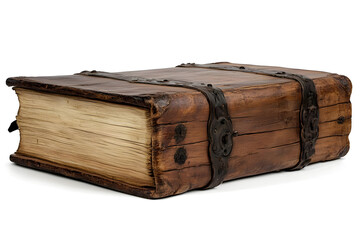 Antique Book: Wooden Cover, Aged Pages