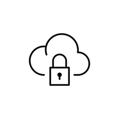 Cloud protection icon. Cloud icon for web services and data management. Features upload and download arrows symbolizing synchronization of documents in a digital network. Vector illustration