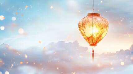Obraz premium Design a glowing gratitude lantern floating in the sky for World Gratitude Day, isolated on white