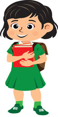girl with books and bag