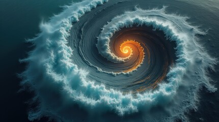 Swirling ocean wave action coastal location nature photography dynamic environment aerial view abstract concept