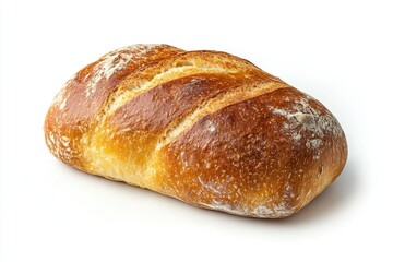 Loaf of Freshly Baked Sourdough Bread on White Background Delicious Food
