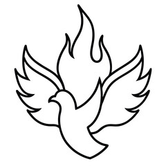 
Peace Dove Line Art with Trio of Flames
