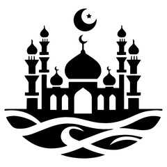 Whimsical mosque adorned with abstract floral patterns and creative artistic refinement