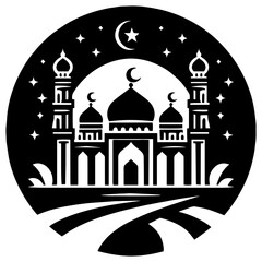 Stunning mosque adorned with abstract floral precision and refined symmetrical patterns