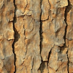 A close-up view of textured, weathered bark showcasing rich, earthy tones and intricate crack patterns.
