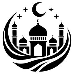 Shimmering mosque showcasing stylish artistic ornamentation and graceful geometry