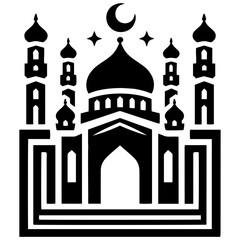 Radiant mosque adorned with beautiful floral motifs and abstract geometric design