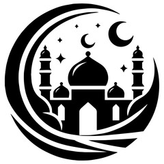 Abstract mosque illustration reflecting beautiful domes and geometric elegance